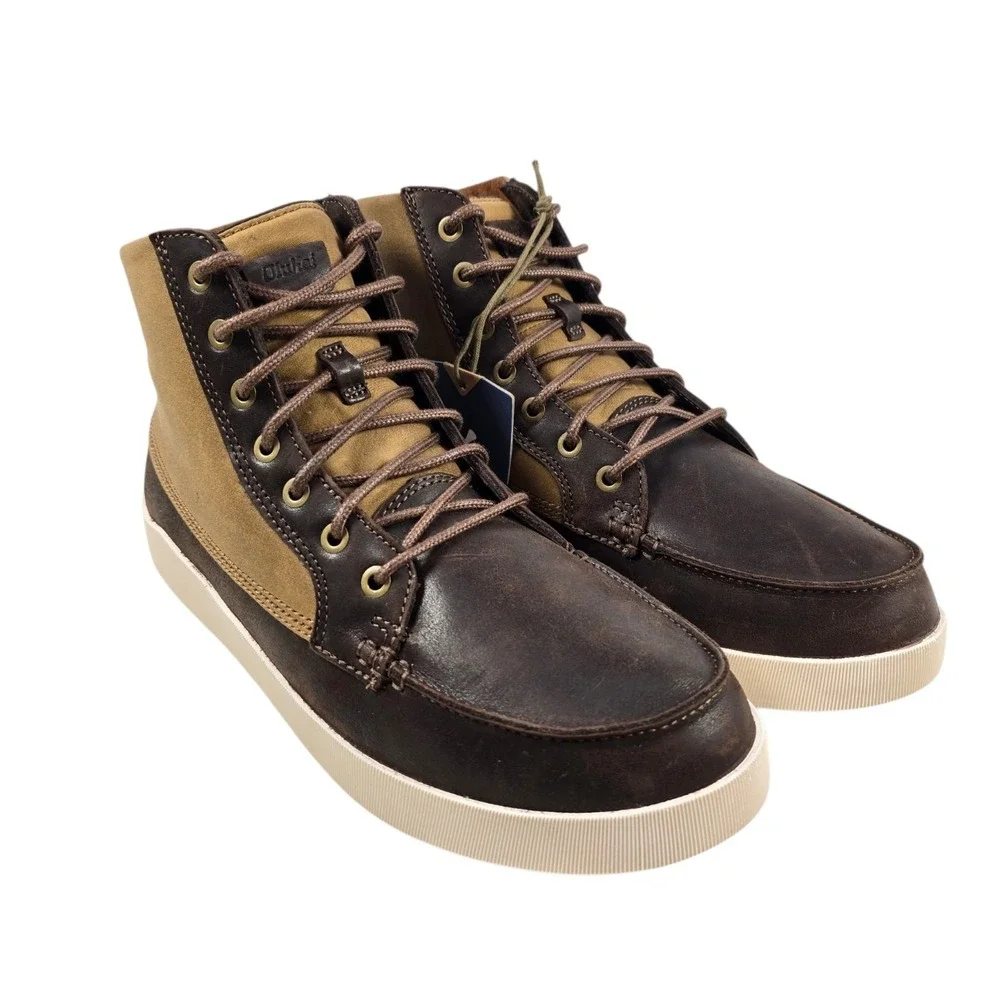 OLUKAI Men's Molina Waterproof Brown Leather Lace Up Casual Boot Size 10.5 NWT